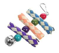 YARNOW Parrot Chewing for Cage Hanging Bird Swing with Colorful Beads and Woven Tube, Interactive Foraging for Parakeets and Cockatiels, Cage Bird Shredding Accessory
