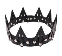 YARNOW Party Crown Headband Cosplay Costume Accessory Black Leather for Women Embellish Looking and Room Decoration, for Prom Party and Stage Performance