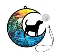 YARNOW Pet Memorial Dog on Moon Ornament Decorative Window Hanging Pendant for Decor