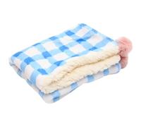 YARNOW Pet Warm Sleeping Pad for Cats and Small Dogs, Soft Blue Plaid Cushion 50x30cm, Cozy Puppy Bed for Winter Sleep and Home Comfort