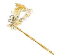 YARNOW Platinum Dragon Pattern Stick with Rhinestones Elegant Venetian Style for Women Halloween Cosplay Party Evening Prom Ball