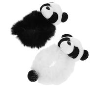 YARNOW Plush Panda Hair Scrunchies with Elastic Bands 2pcs Soft Furry Hair Ties Versatile Ponytail Holders for Young Women Suitable for Daily Life and Parties