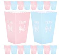 YARNOW Popcorn Boxes Party Decorations Gender Reveal Paper Popcorn Buckets 24pcs for Assorted Colour Birthday Party of Newborn Boy Or Girl