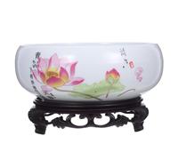 YARNOW Porcelain Lotus Flower Bowl Planter with Stand Base No Ceramic Hydroponic Pot for Aquatic Plants Decorative Lotus Bowl for Indoor Water Planting and Home Display