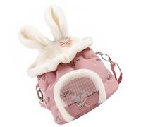 YARNOW Portable Hamster Carrier Bag with Pink Rabbit Ears, Plush Small Pet Travel Backpack for Outdoor Squirrel and Hamster Transport