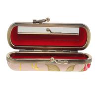 YARNOW Portable Lipstick Case for Women with Decorative Pattern and Button Closure Compact Cosmetic Holder with Mirror Stylish Vanity Organizer for Lip Gloss and Balm Gift for Moms