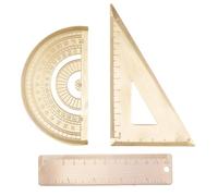 YARNOW Protractor Tools Brass Ruler Straightedge with and Set Triangle Smooth Polishing and Very Scale Numbers, Lightweight Drawing Measurement for School Use