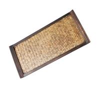 YARNOW Rattan Wooden Rectangular Serving Tray for Tea Coffee Food, Small Thai Style Beauty Salon and Hotel Snack Tray, Multifunctional Fruit and Bread Display Plate