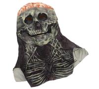 YARNOW Realistic Full Head Skull Mask Movable Jaw, Red Latex Halloween Scary Demon Cosplay Mask for Adults, Horror Skeleton Masquerade Party Accessory