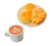 YARNOW Realistic Miniature Bakery Food Set for Dollhouse Decoration Faux Bread and Coffee Resin Models Portable Collectible Props for Pretend Play and Mini Kitchen Scenes