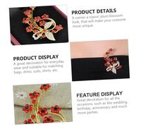 YARNOW Red Rhinestone Plum Blossom Brooch Pin Floral Lapel Decoration for Women Wedding Party Prom Accessories Elegant Clothes Ornament
