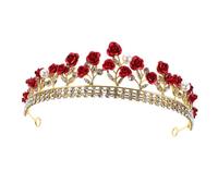 YARNOW Red Rose Bridal Tiara Crown Headpiece Alloy with Dazzling Rhinestones Elegant Flower Accents for Wedding Party and Performance Women