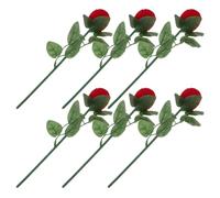 YARNOW Red Rose Ring Box for Proposal with Protective Velvet Lining and Compact Plastic Design, Romantic Rose Shape for Intimate Dinners and Elegant Engagement Presentations