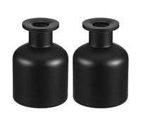 YARNOW Refillable Glass Diffuser Bottles, 2 Pack 5oz Matte Black Round Jars for Home Fragrance, Aromatherapy & Reed Diffuser Replacement Set