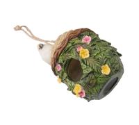 YARNOW Resin Bird House Garden Ornament Bird Nest Hanging Nest for Robin Outdoor Garden Decor Rustic Style House Random Style