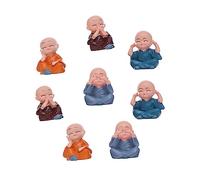 YARNOW Resin Monk Figurines Set Creates Peaceful Religious Atmosphere with Adorable Monks Design 8pcs Desktop Adornment for Bedroom or Office Decor