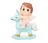 YARNOW Resin Unicorn Cake Topper Figurine with Celestial Angel Design Birthday Cake Decoration Accessory for Party Celebration