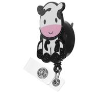 YARNOW Retractable Badge Holder with Cute Cow Clip and Sturdy Alligator Clip Name Tag Reel with Extendable Cord for Nurses and Office Workers