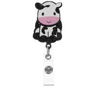 YARNOW Retractable Badge Reel Holder with Cute Cow Design, Sturdy Abs and Metal Material, Convenient Scanning and Swiping Function, for Office and Industry Workers, Portable Id Card