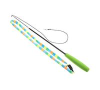 YARNOW Retractable Cat Wand Toy Set Interactive Plaything for Indoor Cats Kitten Teaser Wand Green Handle Black Rod Strips