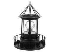 YARNOW Revolving Lamp Lighthouse Lamp Outdoor Light Black Abs Iron Waterproof Design Automatic Solar Power Generation for Outdoor Variety of Styles and Scenes