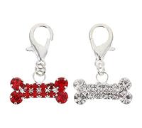 YARNOW Rhinestone Dog Bone Collar Pendants 2 Pcs Sparkling Pet Accessories for Cats and Dogs Suitable for Grooming and Outdoor Use