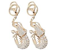 YARNOW Rhinestone Shrimp Keychain 2Pcs Crystal Inlaid Lobster Pendant Metal Sturdy Bag Accessory for Women and Boys and