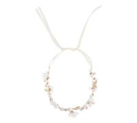 YARNOW Rhinestone Wedding Headband Holds Hair Tightly and Will Not Fall off Easily for Bride with Delicate Flower Design, White Pearl Hair Accessories for Wedding