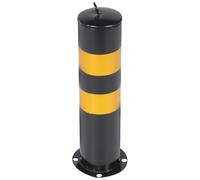YARNOW Road Isolation Column Black Stainless Steel Safety Bollard with Reflective Film 114 Diameter X 500 Height Not Easy to Damage Warning Role for Parking Lots and Road Protection