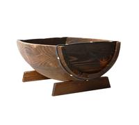 YARNOW Rustic Planter with Serving Tray Wooden Half Barrel Planters for Outdoor Wedding Decor and Garden 14.5x9.2 Inch