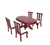 YARNOW Scale Mini House Wooden Dining Table and High Back Chairs Lightweight Miniature Furniture for Dollhouse Kitchen Decor Safe Craftsmanship for Display and Pretend Play