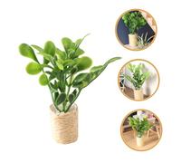 YARNOW Scale Mini Potted Artificial Plant Model with Green Leaves Smooth Surface Lightweight Ornament for DIY Mini Garden and Indoor Dollhouse Decor
