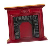 YARNOW Scale Miniature Dollhouse Fireplace Cabinet Vintage Red American Style Mini House Accessory for DIY Decor Craftsmanship Doll House Prop with Realistic