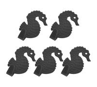 YARNOW Seahorse Wall Hooks, No Drill Adhesive Coat Hooks 5pcs for Bathroom | Carbon Steel, Modern Dark Grey Finish, Five Pack Set, Strong Load Bearing, Versatile Use