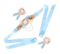 YARNOW Set Maternity Sash and Pins Set for Expecting Parents Mom Belly Belt with Handmade Corsage Unique Keepsake for Shower and Gender Reveal Events