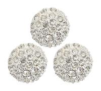 YARNOW Sewing Buttons Easy to Attach Silver Alloy Rhinestone 3pcs Circle with Loop Replacement Buttons for Coat and Blazer for DIY Crafts and Decorative Upholstery