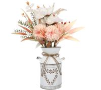 YARNOW Shabby Chic Heart Shaped Iron Vase for Flowers, Rustic Milk Jug Pitcher for Home Decor, Wedding, Party, Table Centerpiece, White