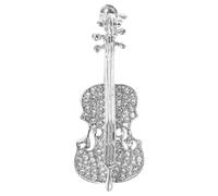 YARNOW Silver Violin Brooch Pin Stylish Musical Accessory with Delicate Enamel Work and Alloy Rhinestones Enhancing Charm for Casual Outings and Formal Events