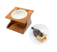 YARNOW Single Wooden Dog Feeder Bowl Premium Bamboo Pet Bowl for Dogs Cats Non Skid Base for Food Water Durable Unique Design for Home Use