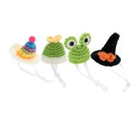 YARNOW Small Animal Hats Practical and Well-made 4pcs Knitted with Adjustable Straps Made of Polyacrylic Fiber Mini Caps for Christmas Holidays and Birthdays for Snakes and Lizards