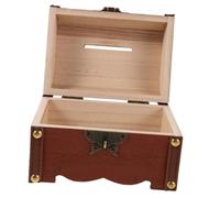 YARNOW Small Handmade Wooden Piggy Bank with Lock Rustic Vintage Treasure Chest Money Saver Box Unique Carved Decorative Coin Holder for Secure Savings at Home Office