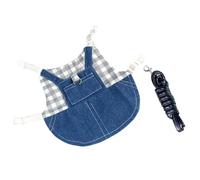 YARNOW Small Pets Rabbit Harness Leash Set, Grey Plaid Bunny Harness M Size, Anti-escape Walking Rope for Indoor and Outdoor Use