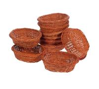 YARNOW Small Woven Rattan Bread Basket Handmade Breathable Storage Basket 10pcs for Kitchen and Living Areas for Fruit, Snacks and Food Organisation