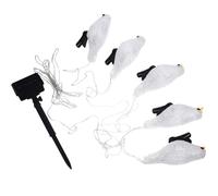 YARNOW Solar-Powered LED Robin Bird String Lights, White Outdoor Garden Decoration, 5pcs Set Stakes for Patio and Festival Lighting