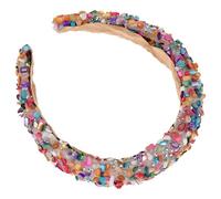 YARNOW Sparkly Multi-colored Faux Crystal Headband Wide Embellished Padded Hairband for Women Teens Comfortable Secure Fit Stylish Fashion Accessory
