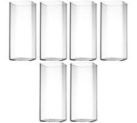 YARNOW Square Glass Cups 6Pcs Set 5.24In Tall Clear Highball Water Cups for Milk Wine Cocktail Household and Party Use