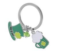 YARNOW St Patrick's Day Four Leaf Shamrock Keychain with Green Hat Charm Decorative Metal Keyring for Car Keys Bags Handbags Versatile and Gift for Women