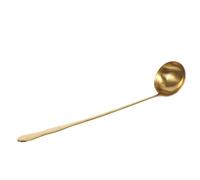 YARNOW Stainless Steel Long Handle Ladle Serving Spoons Stew Spoon with Polished Appearance Round Shape Smooth Finish Versatile Usage Golden Colour for Dining and Cooking