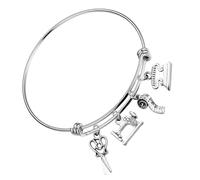 YARNOW Stainless Steel Sewing Charm Bracelet for Women Tone Lightweight Bangle with Smooth Surface Rustproof and Jewelry Gift for Girlfriends Bridesmaids and Designers