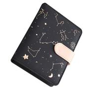 YARNOW Starlight PU Leather Snap Closure Notebook, Portable Writing Journal Book for Students, Black Small School Notepad Lined Pages for Daily Records and Notes